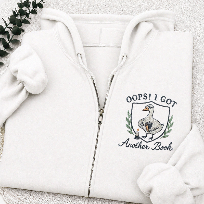 Embroidered Goose Got Another Book Classic Adult Unisex Full Zip Hoodie