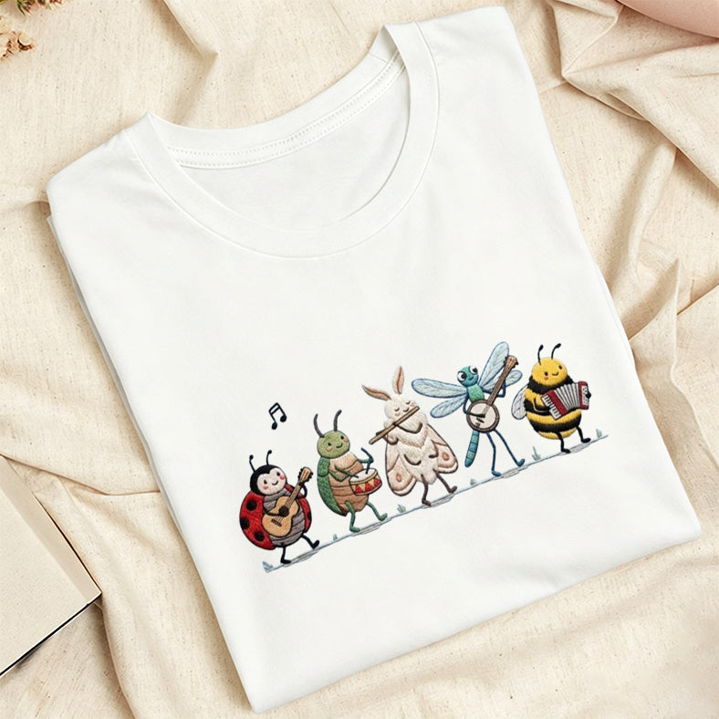 Embroidered Bug Orchestra Classic Adult Unisex Crew Neck T-Shirt