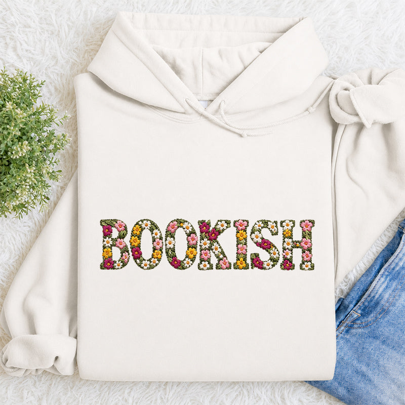 Embroidered Floral Bookish Classic Adult Unisex Hoodie