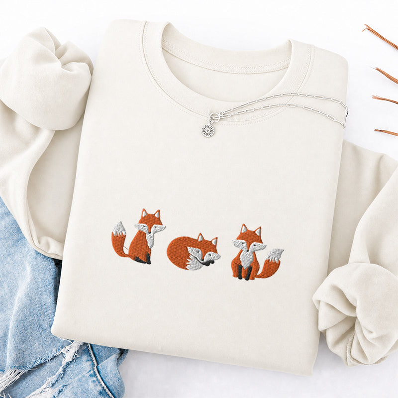 Embroidered Cute Fox Classic Crewneck Sweatshirt