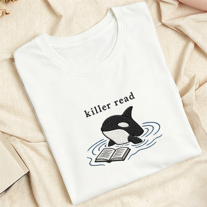 Embroidered Killer Read Orca Classic Adult Unisex Crew Neck T-Shirt