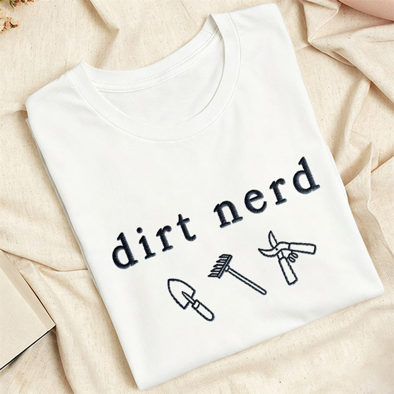 Embroidered Dirt Nerd Classic Adult Unisex Crew Neck T-Shirt