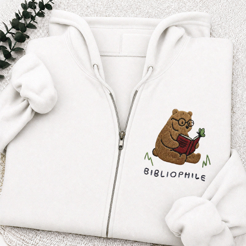 Embroidered Reading Bear Classic Full Zip Hoodie