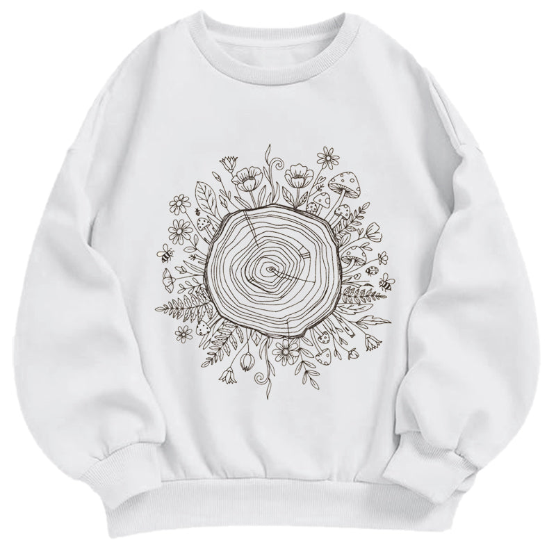 Tree Ring with Wildflowers Classic Adult Unisex Crewneck Sweatshirts