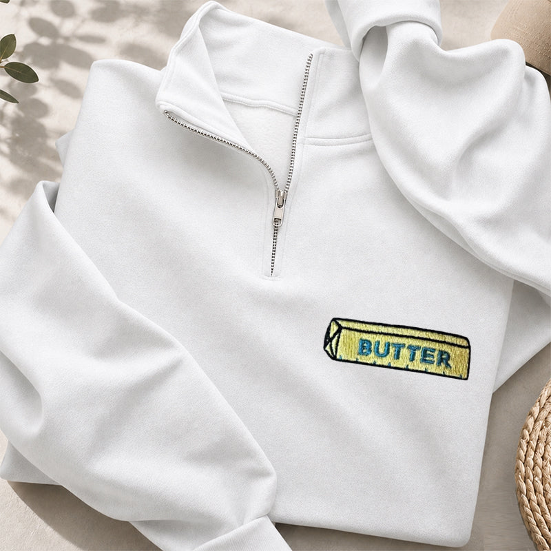 Embroidered Butter Classic Quarter Zip Sweatshirt