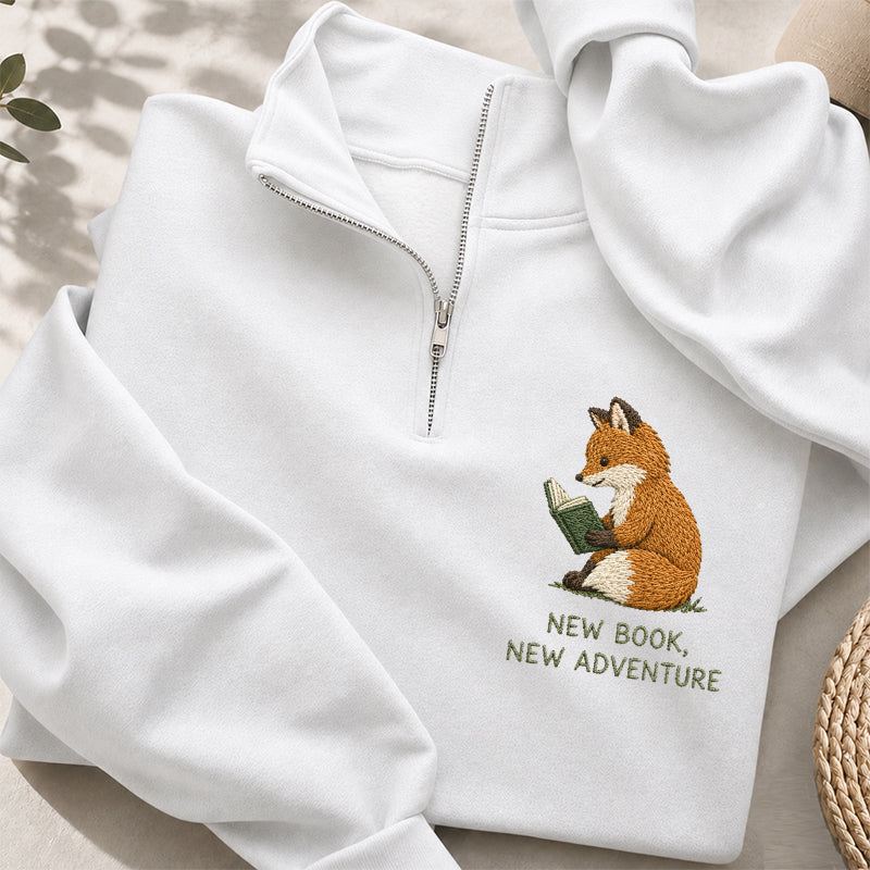 Embroidered New Book New Adventure Classic Quarter Zip Sweatshirt