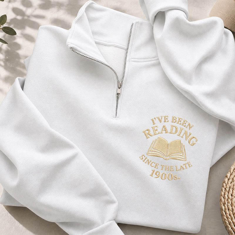 Embroidered Reading Since The Late 1990s Classic Quarter Zip Sweatshirt