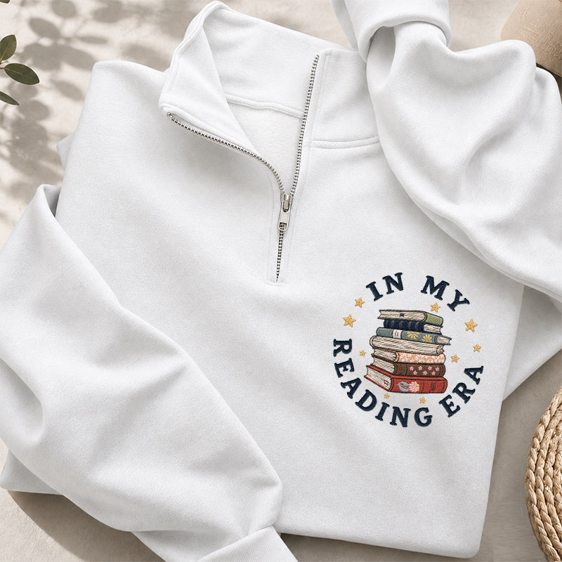 Embroidered In My Reading Era Classic Quarter Zip Sweatshirt