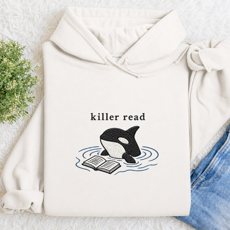 Embroidered Killer Read Orca Classic Adult Unisex Hoodie