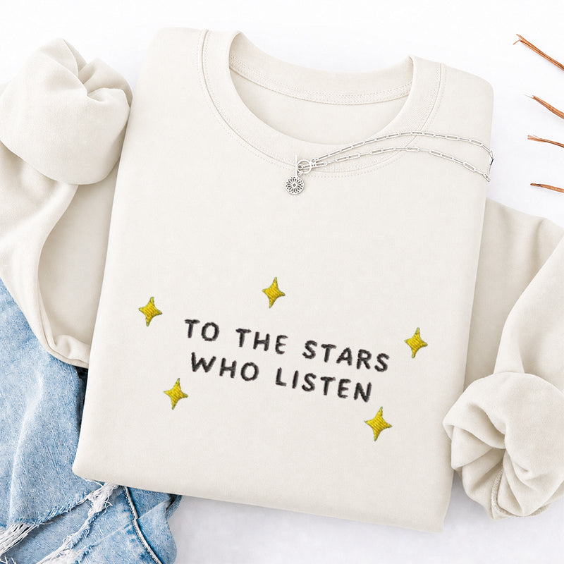 Embroidered To the Star Book Lover Classic Crewneck Sweatshirt