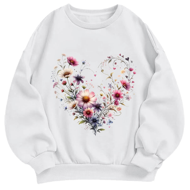 Wildflowers Woven Heart Classic Adult Unisex Crewneck Sweatshirts