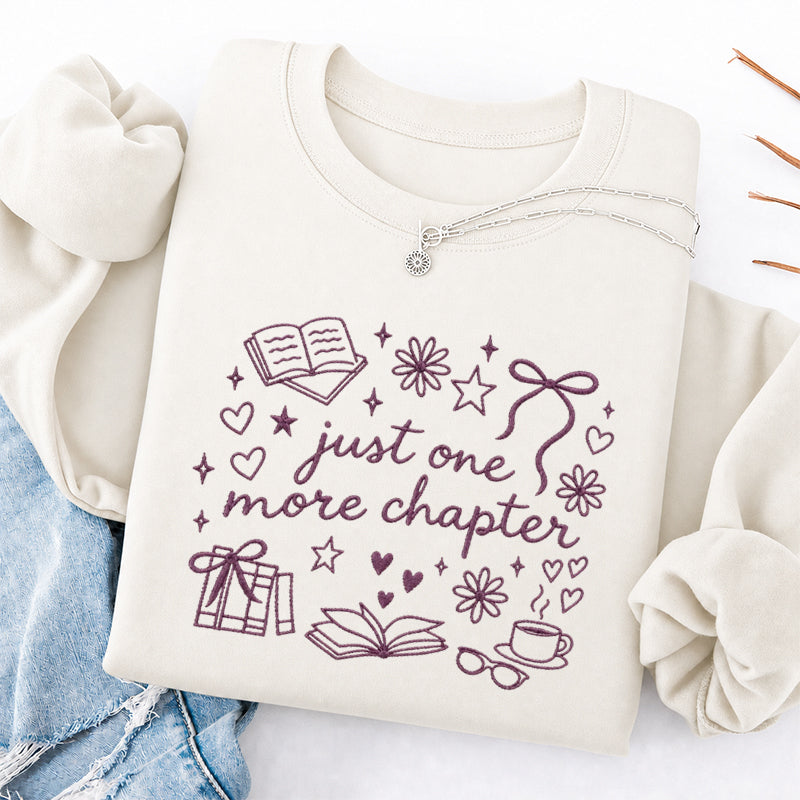 Embroidered Just One More Chapter Classic Crewneck Sweatshirt