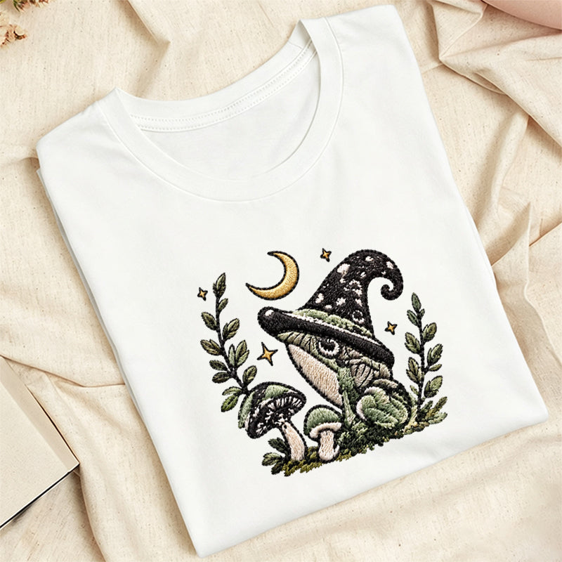 Embroidered Witchy Frog Classic Adult Unisex Crew Neck T-Shirt