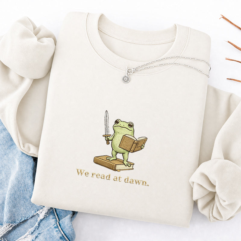Embroidered We Read At Dawn Classic Crewneck Sweatshirt