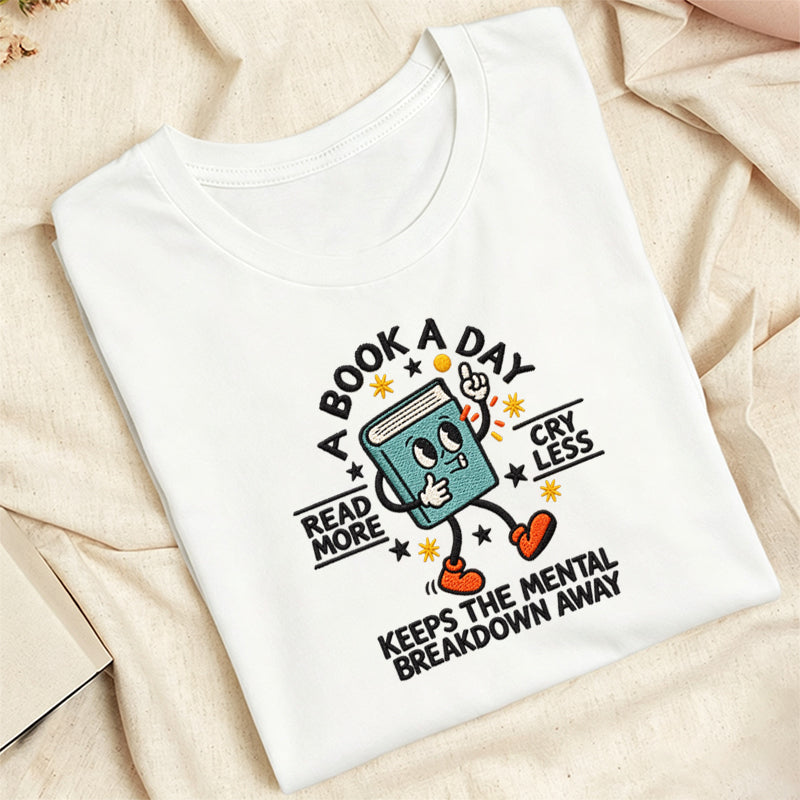 Embroidered A Book A Day Classic Adult Unisex Crew Neck T-Shirt
