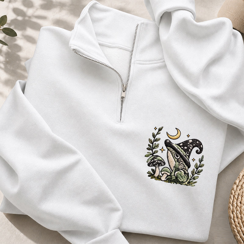 Embroidered Witchy Frog Classic Quarter Zip Sweatshirt