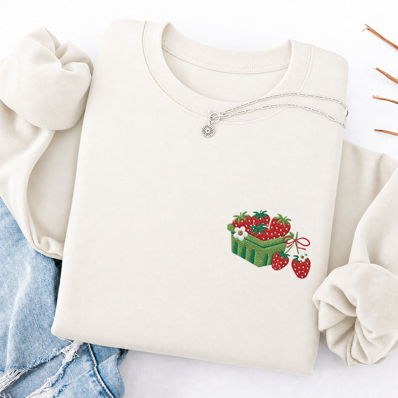 Embroidered Strawberry Blanket Classic Crewneck Sweatshirt