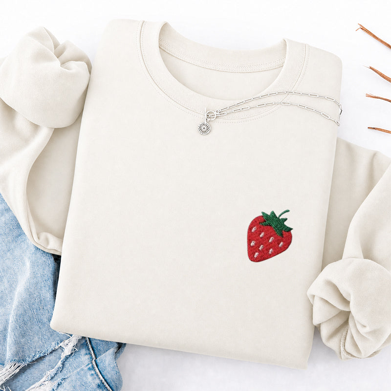 Embroidered Strawberry Classic Crewneck Sweatshirt
