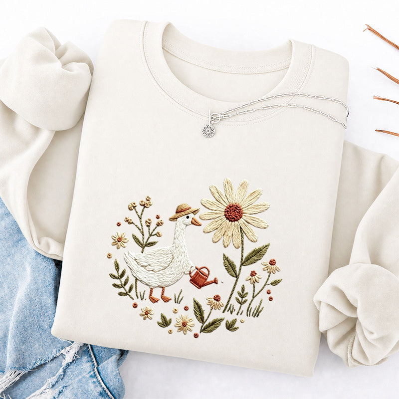 Embroidered Goose Garden Classic Crewneck Sweatshirt
