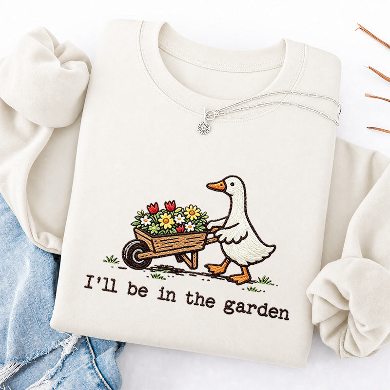Embroidered Silly Goose Garden Classic Crewneck Sweatshirt