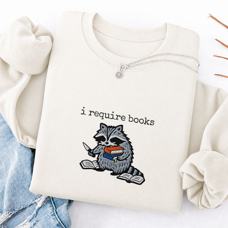 Embroidered I Required Books Classic Crewneck Sweatshirt