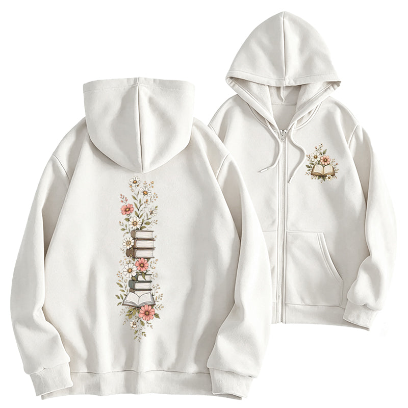 Where Books Bloom Adult Unisex Full Zip Hoodie