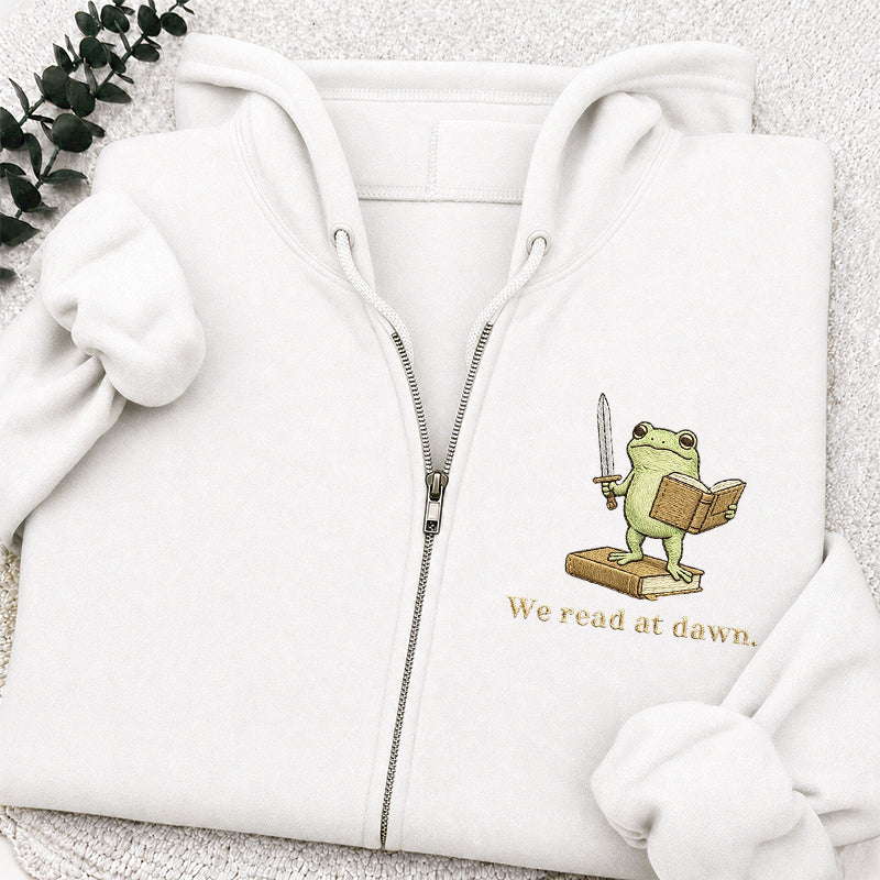 Embroidered We Read At Dawn Classic Adult Unisex Full Zip Hoodie