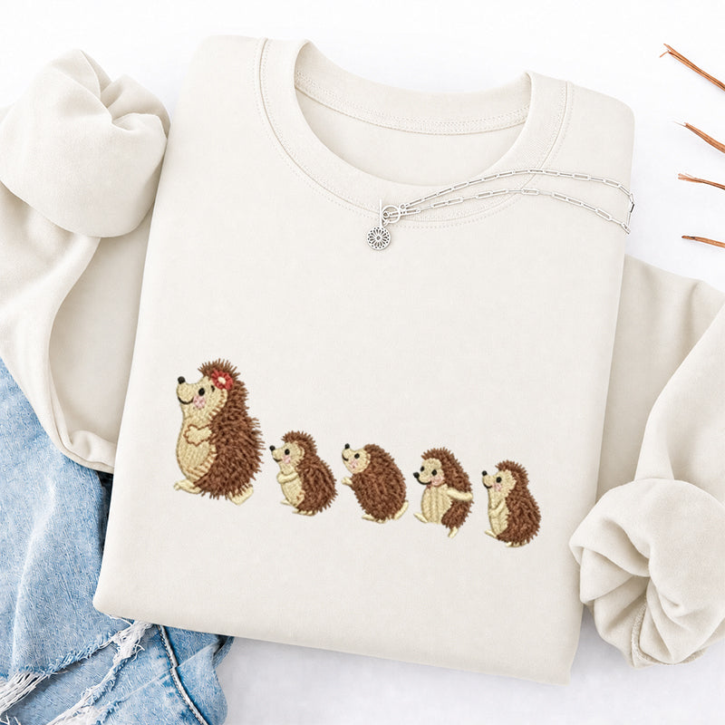 Embroidered Cute Hedgehog Classic Crewneck Sweatshirt