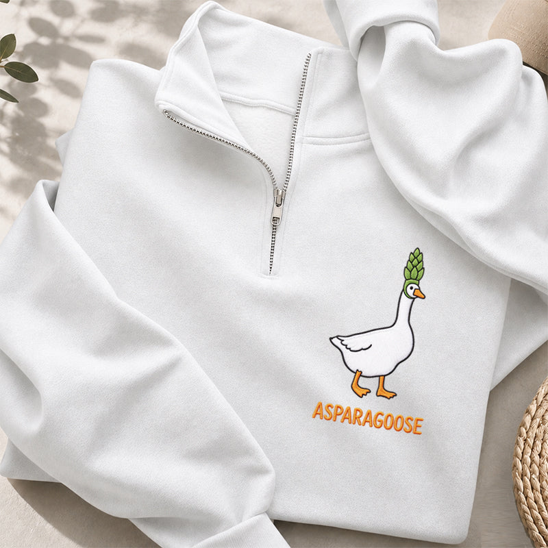 Embroidered Funny Asparagus Asparagoose Classic Quarter Zip Sweatshirt