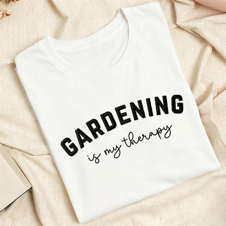 Embroidered Gardening Is My Therapy Classic Adult Unisex Crew Neck T-Shirt